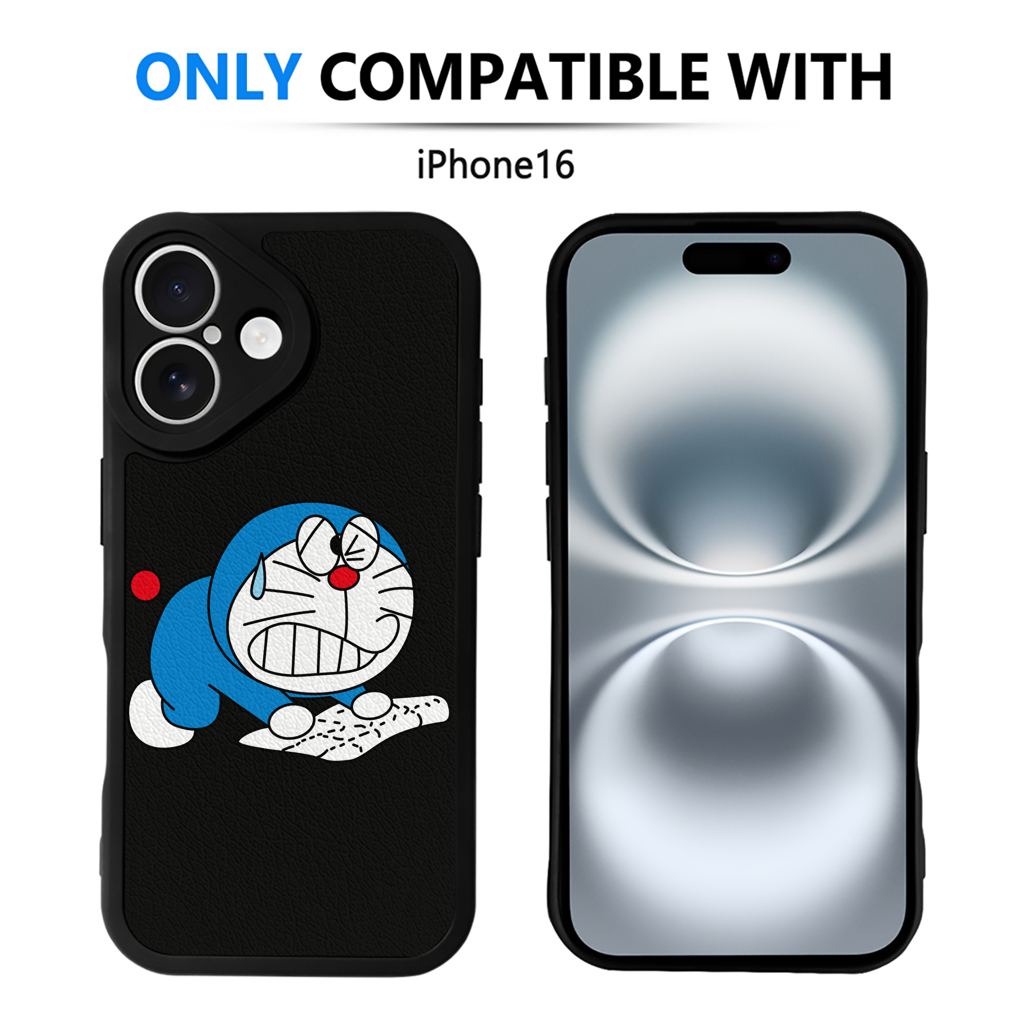 （画像用） ドラえもん Doraemon 【iPhone 16シリーズ対応】シリコンスマホケース（レザー調） 材質：シリコン